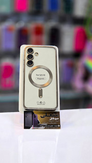 قاب اورجینال الکترواستاتیک Magsafe لنز گلس دار Samsung Galaxy S25 FE - پلاتینی پک دار